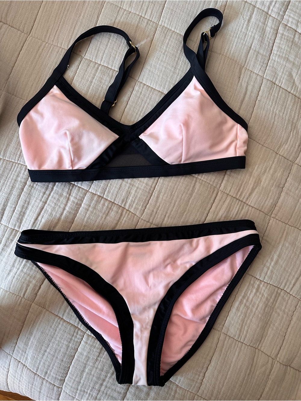 Adore Me Pink and Black Bikini Set - Brand Unspecified